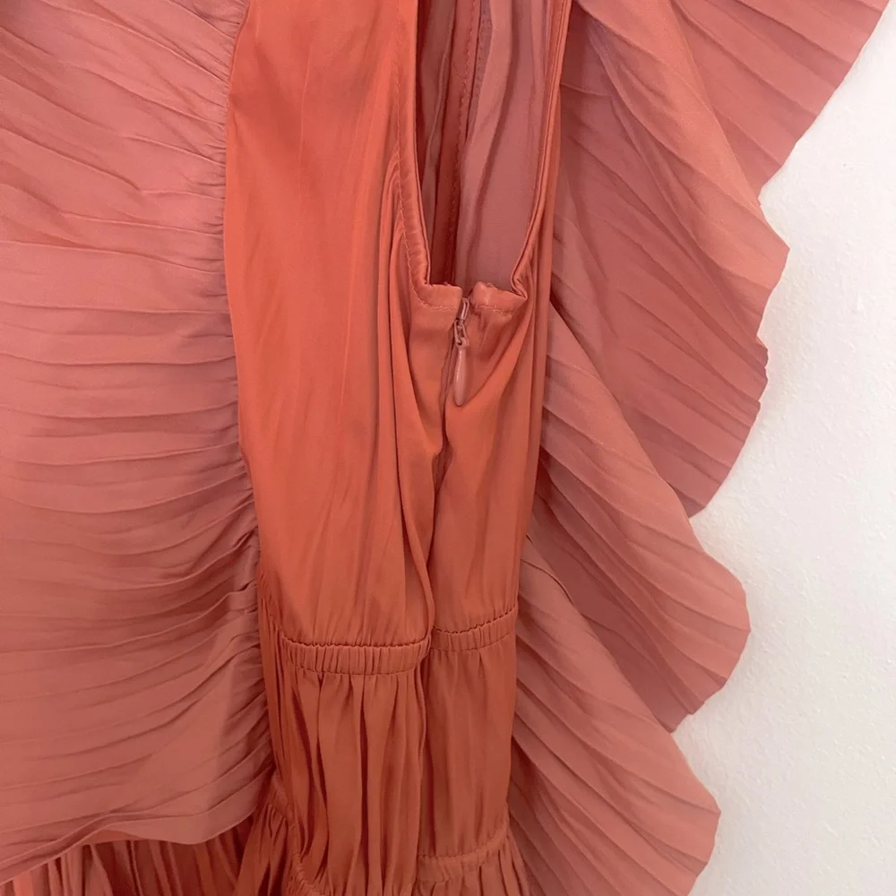Ulla Johnson Letty Pleated Ruffe Satin Midi Dress - Picture 9 of 12